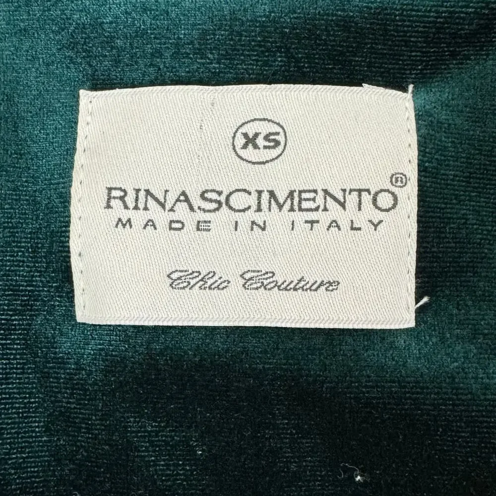 Rinascimento‎ Velvet Blazer Women's Size XS Green
